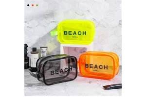 Wholesale Custom Logo Waterproof Women's Makeup Travel Toiletry Cosmetic Zipper Bag Custom Logo Clear Pvc Cosmetic Bag