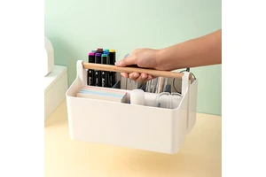 Multi-Functional Portable Cosmetics Storage Box with Handle Novel Desktop Stationery Sundries Storage Case Makeup Organization