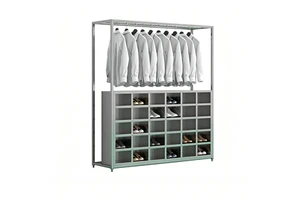 Stainless Steel 30-section Wardrobe for Hanging Clothes, Multi-person Changing Rack, Hat Rack Workshop, Clothes Rack