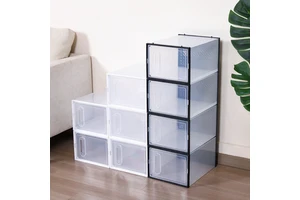 Dustproof Shoe Storage Box Double Transparent Plastic Magnetic Shoe Cabinet Movable Foldable Dustproof Home Use