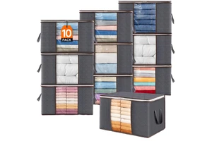 Large Capacity Quilt Storage Bag clear Window Folding Bag Clothes Blanket Bedding Storage Organizer Under Bed Storage Bag