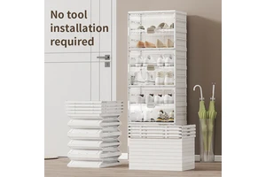 Haogle Household Thickened Plastic Flip Drawer Shoe Storage Box Home Storage Stylish Plastic Stackable Folding Shoe Boxes