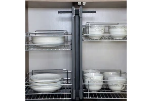 Bingyue Modern Metal Pull-Out Blind Corner Shelf Storage Kitchen Cabinets Magic Spice Rack Organizer In-Cabinet Basket Drawers 1