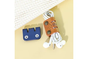 Pu Cord Holder Earphone Organizer Buckle Wholesale Leather Cable Winder Data Line Wire Organizer Strap Storage Keychain