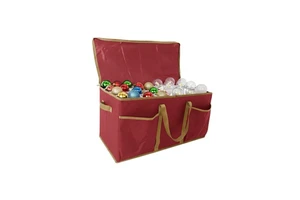 Large Luxury High Quality Christmas Ornament Storage Box Foldable Fabric Rectangle for Bulbs Holiday Decoration