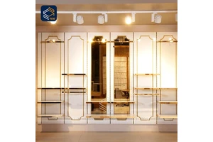 Modern Retail Store Fixtures Metal Wooden Combination Clothing Display Rack Adjustable Shop Display Shelving Furniture Design