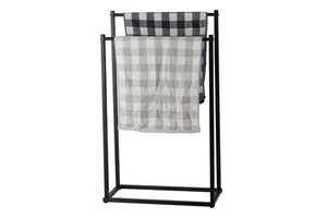 Fashion Design Freestanding 2 Layers Black Towel Storage Rack Holder For Bathroom