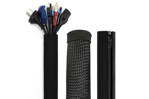 Flexible Neoprene Cable Sleeve Wrap Cover Organizer Hook and Loop Cable Management Sleeve Zipper Flame Retardant Wire Sleeve