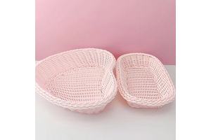 Wholesale Price Wicker Woven PP Rattan Storage Basket Eco-Friendly Stackable Vintage Oval Multi-functional Vegetable Basket