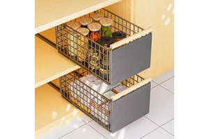 Practical Telescopic Pull-Out Cabinet Drawer Organizer Extendable No-Drill Kitchen Accessories Organizer Cupboard Storage Rack