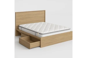 Gcon Storage Bed Frame with Under-Bed Drawers Stackable Minimalist Wooden Furniture for Home Storage 12 Months Warranty