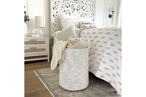 Large Capacity Handmade Hanging Foldable Cotton Rope Woven Storage Baskets for Dirty Clothes and Food with Handle