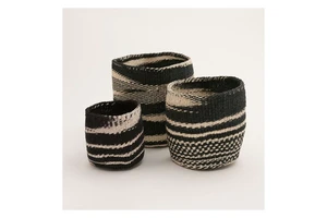 Natural Fiber Rattan Jute Yarn Eco-Friendly Rectangle Storage Basket Set Handmade Woven Organizer for Blankets Toys Laundry Home