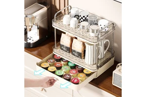 Space Saving Drawer Type Kitchen Cabinet Sliding Spice Rack Under Sink Organizer