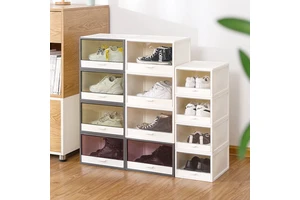 Plastic Rectangle Drawer-type Shoe Storage Box Sealed Cover Household Men's Women's Sustainable 1-Layer Superposition