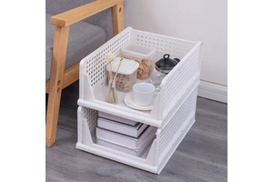 Hot Selling Foldable Stackable Basket Drawer Type Closet Clothes Container Organizer Plastic Wardrobe Storage Bins For Bedroom