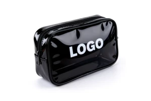 Custom Shiny Vinyl Cosmetic Bag Portable Waterproof for Travel Daily Beauty Routines with Custom Logo Option