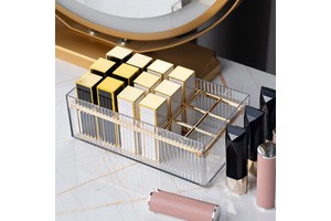 Luxury Clear Transparent Lipstick Organizer Storage Box with Lid Acrylic Style Makeup Cosmetic Desktop Container