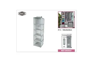 5-Tier Fabric Hanging Closet Organizer 30x30x100 cm for Household Items