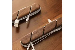 Solid Wood Rectangular Wire Organizer Desktop Storage Finishing Cable Holder Mobile Phone Charging Line New
