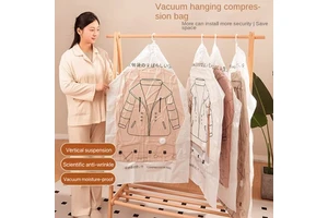 Plastic Hanging Storage Compression Bag Modern Wardrobe Jacket Coat Dustproof Suction Bag for Finishing Clothes Dust