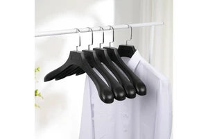 High Quality 605 Black Faux Wood Wide Shoulder Plastic Clothing Organizer Non-Slip Space-Saving Modern Living Room Storage Bag