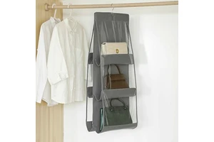 Double-sided Hanging Storage Bag Women Wardrobe Dust Proof Bag Non-woven Handbag Storage Bag