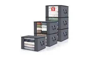 Extra Capacity Clothes Storage Bag Organizer Clear Window Foldable Quilt Storage Bag Clothing Storage Box With Lids and Handle