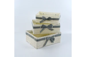 Set of 3 pp Rattan Home Woven Storage Basket