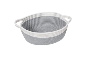 Handmade Modern Woven Fabric Storage Basket with Cotton Rope Handle for Organizing Toys Cosmetics Sundries Home Bathroom Items