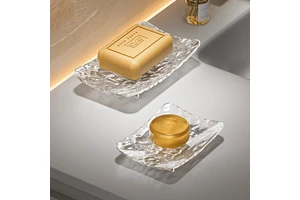 2025 Christmas Soap Box for Bathroom Glacier Patterned Soap Storage Rack for Bath & Toilet Supplies
