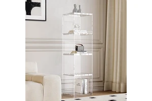 Transparent Acrylic Wall-Mounted Multi-Tier Storage Cabinet No Installation Required For Home Living Room Travel Makeup Storage