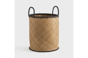 Wholesale Natural Seagrass Storage Basket With Handles Wicker Boho Seagrass Basket Woven Laundry Hamper for Home Organization