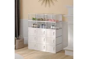 Stackable Transparent Plastic Storage Shoe Box for Sneakers and Clothing Organizer Accessory