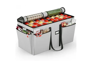 Custom Foldable Heavy Duty Fabric Christmas Ornament Storage Box with Adjustable Compartments and Premium Storage Solution