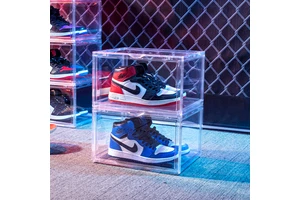 Magnetic Side Open Custom Shoe case Organizer Giant Transparent Acrylic clear Sneaker Box Plastic Display Shoe Storage Box