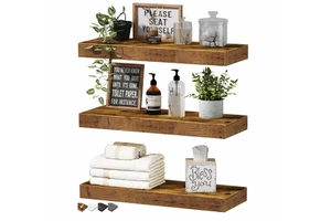 Single-Tier Wooden Eco-Friendly Durable Wall Mounted Hanging Storage Rack for Bathroom and Living Room Decorative Wall Shelf