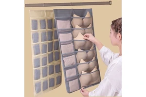 Double-Sided Hanging Storage Bag 100% Cotton Dustproof Vacuum Compressed Clothing Organizer for Wardrobe/Closet Portable