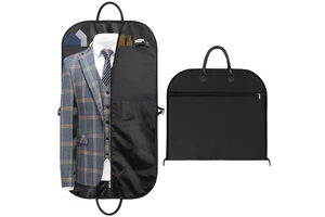 Best Selling Custom Logo Plain Black Minimalist Foldable Dustproof Suit Cover Garment Bag Polyester for Online Retailers