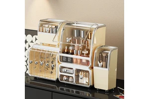 Cream Color Five-Piece Storage Cosmetic Box Makeup Storage Organizer