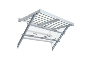 Utility Wall Mounted Storage Organization Rack with Multipurpose Hooks, Integrated Shelf and Layered Track Storage