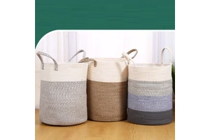 2023 Hot Selling Laundry Baskets Household Cotton Rope Braid Storage Laundry Bags & Baskets