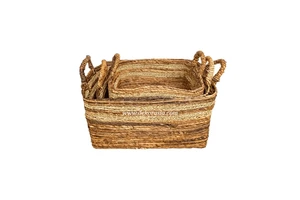 Handmade Rectangle Banana Woven Eco-Friendly Multifunction Decorative Storage Basket Customizable Options New-fashioned Design