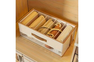 D5424 Dust-proof Fabric Large Capacity Compartmentalized Foldable Bag Storage Box Home Wardrobe Clothing Organizer Basket