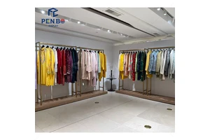 Custom Store Fixture Boutique Furniture Retail Store Women Clothing Clothes Shelf Gold Clothes Display Rack