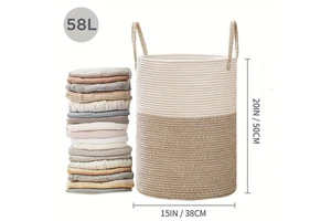 Large Capacity Foldable Hanging Handmade Cotton Rope Woven Storage Baskets for Clothing Organization Customizable Size