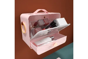 New Wall Mounted Storage Drawer Brush Holder Colored ABS Jewelry and Makeup Organizer Box Make up Organizer