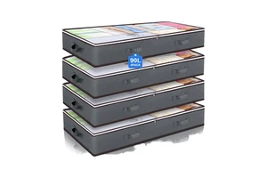 90L Grey Foldable Underbed Storage Bags for Bed Blankets Pillows Linen Sheets Closet Organizers