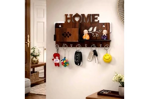 Premium Wooden Wall Mounted Key Holder Rustic Entryway Organizer Durable Hooks Home Decor Housewarming Gift Storage Rack
