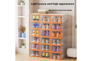 Bear Sliding Door Rectangular Plastic Storage Shoe Box Foldable Lid Thick Transparent Japanese Style Model 11P Yiwu Factory